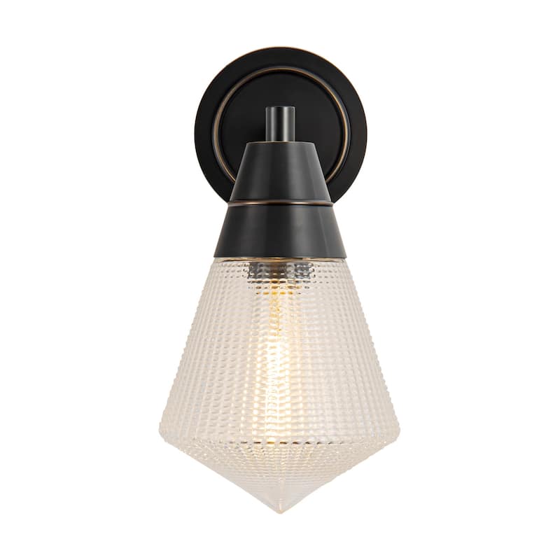 Alora Lighting WV348106 Willard 12" Tall Wall Sconce - Urban Bronze / Clear Prismatic Glass