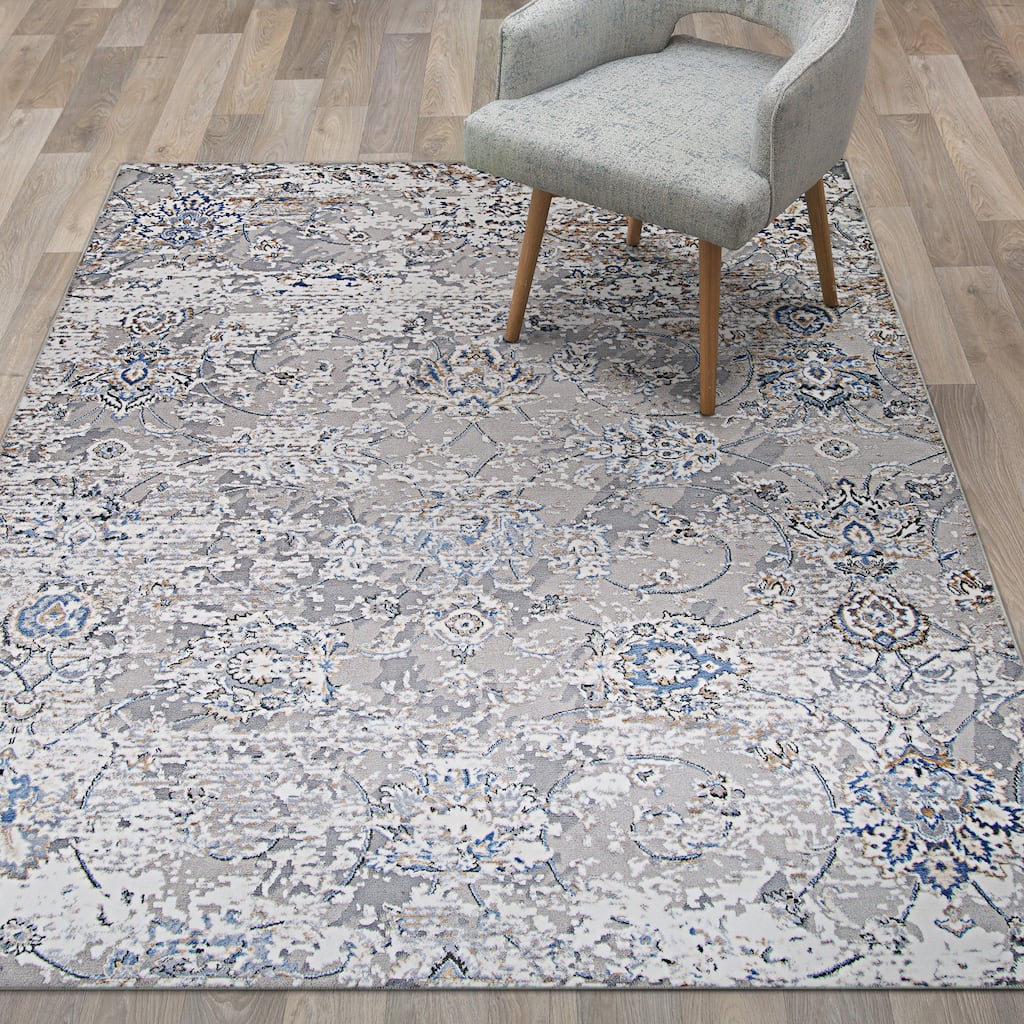 Brocco Giardino Gray/ Ivory Area Rug