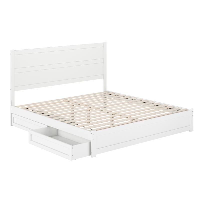 Aveline Wood Platform Bed with Matching Footboard & Storage Drawers