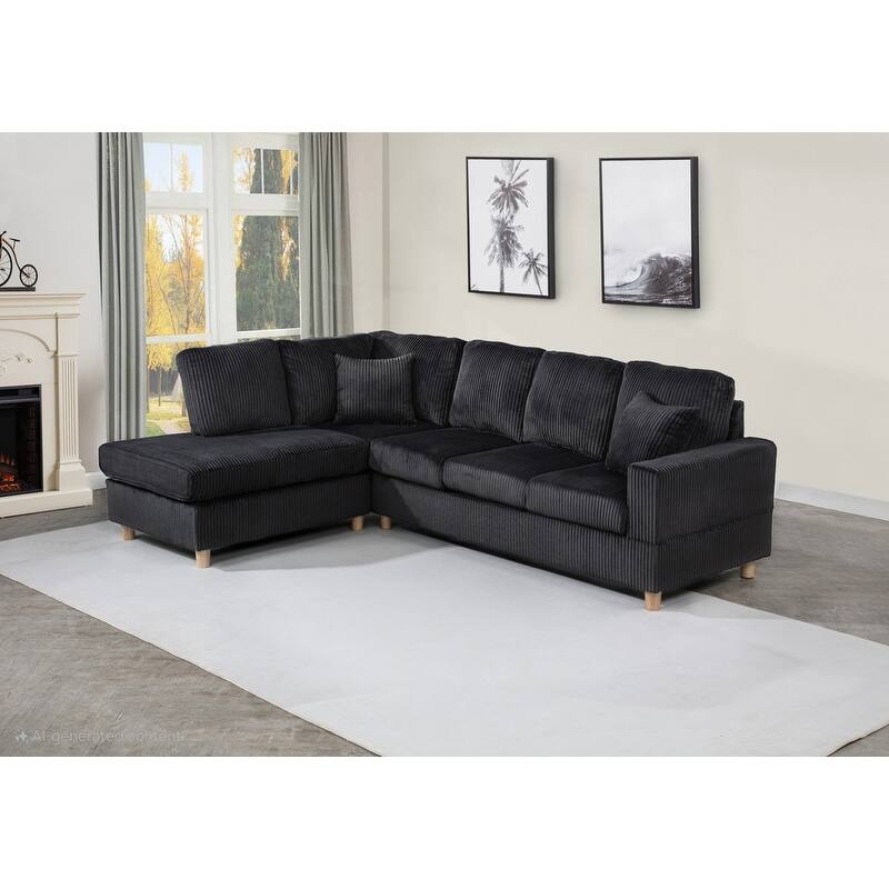Best Quality Furniture 3-Piece Sectional - 7'9" x 10'6" - Black - 2 Piece