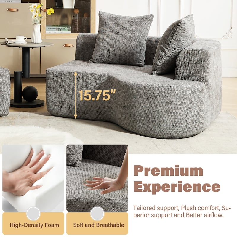XINMICS 106.3'' Modern Modular Sectional Sofa, 4 Seater U-Shaped Compression Couch with 4 Throw Pillows, No Assembly Required