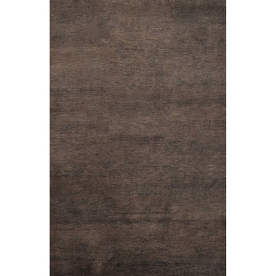 Hand Knotted Oriental 100% Wool Carpet Modern Solid Brown Gabbeh Area Rug - 6' 6'' X 5' 0''