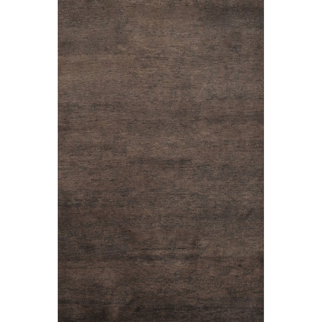 Hand Knotted Oriental 100% Wool Carpet Modern Solid Brown Gabbeh Area Rug - 6' 6'' X 5' 0''
