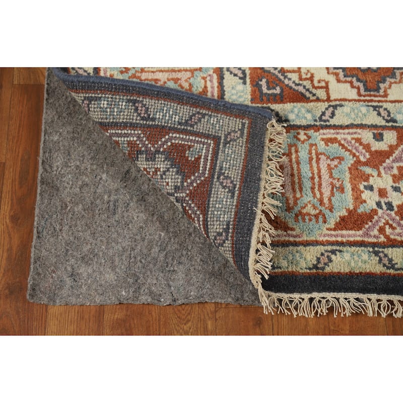 Geometric Viss Indian Area Rug Handmade Wool Carpet - 6'0" x 8'10"
