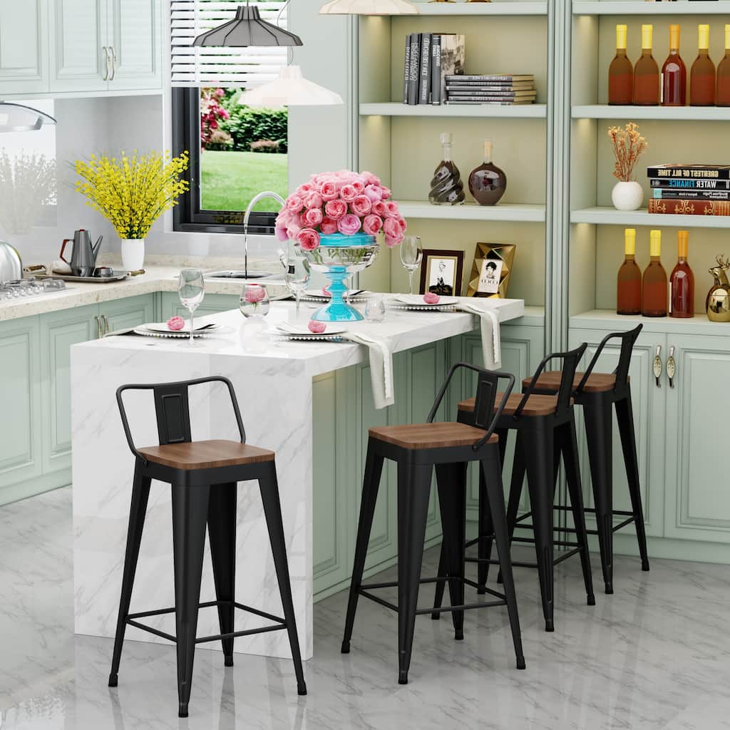 bar stools with backs set of 4 Counter Bar Stools with Wood metal stools