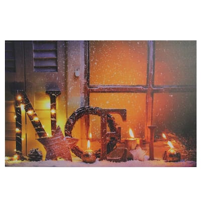LED Noel Flickering Candles Christmas Canvas Wall Art 23.5 x 15.75