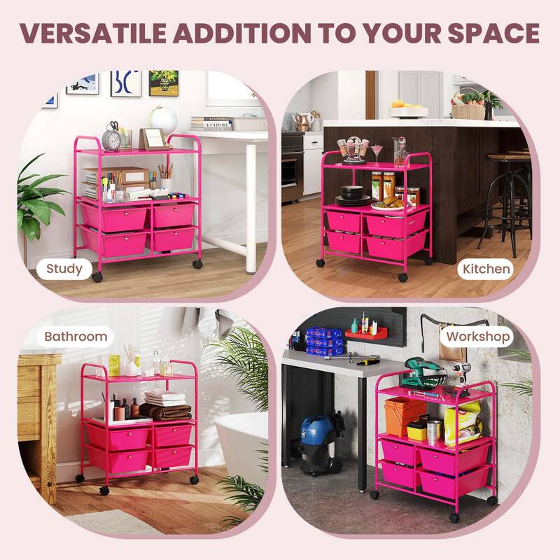 Costway 4Drawer Rolling Storage Cart shelf Scrapbook Paper Office - See Details