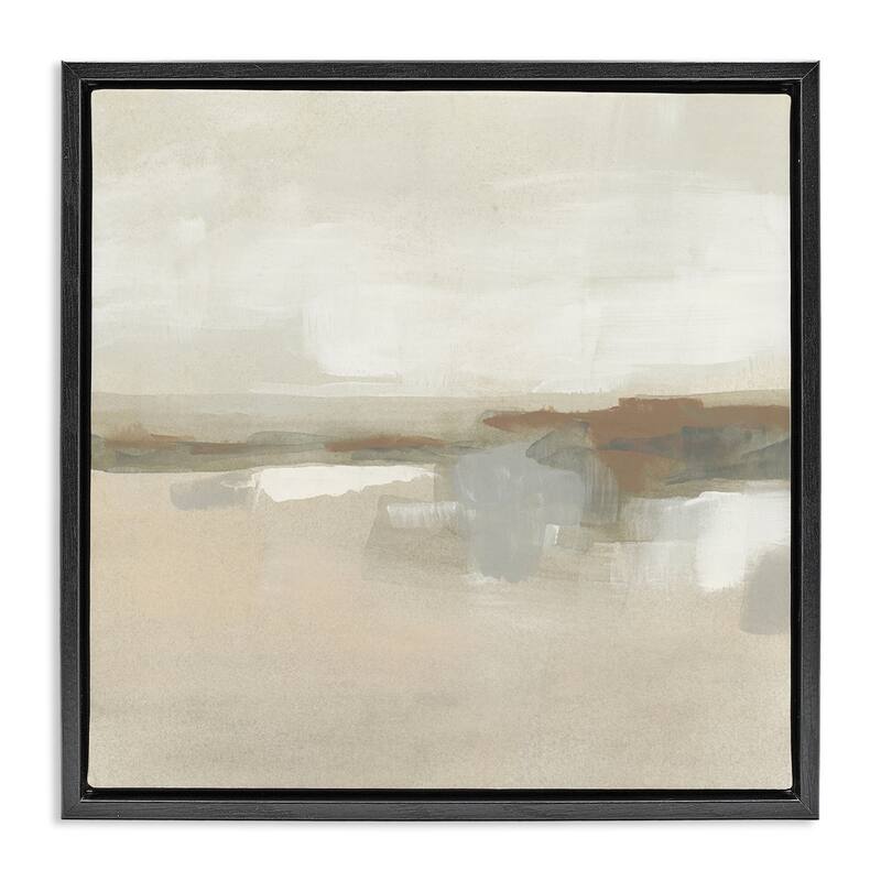 Stupell Abstract Neutral Land Framed Floater Canvas Wall Art Design By June Erica Vess - 18 x 18 - Black