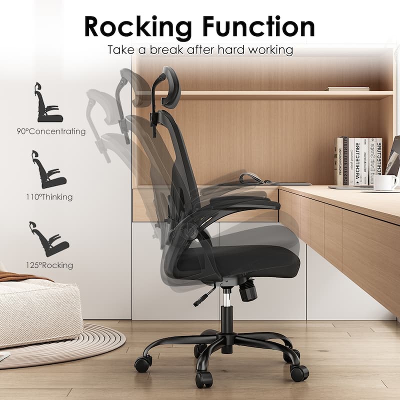 Ergonomic Office Chair, Office Desk Chair with Headrest, High Back Computer Chair with Armrests and Adjustable Lumbar Support