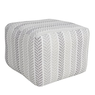 Stylish 18-inch Grey and White Chevron Pouf Ottoman for Home Decor