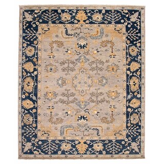 ECARPETGALLERY Hand-knotted Modern Oushak Light Grey Wool Rug - 12' 1" x 14' 9"
