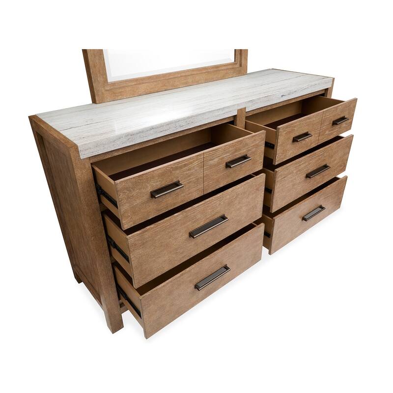 Magnussen Home Plum Creek Sierra Brown Drawer Dresser with Landscape Mirror