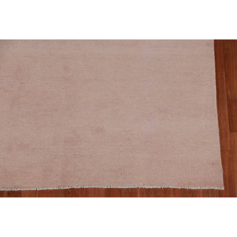 Hand Knotted Oriental 100% Wool Carpet Modern Solid Peach Gabbeh Area Rug - 10' 3'' X 5' 3''