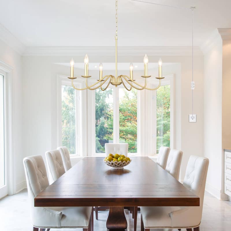 6-Light 27.55-inch Chandeliers with Plug in Cord for Bedroom Living Room