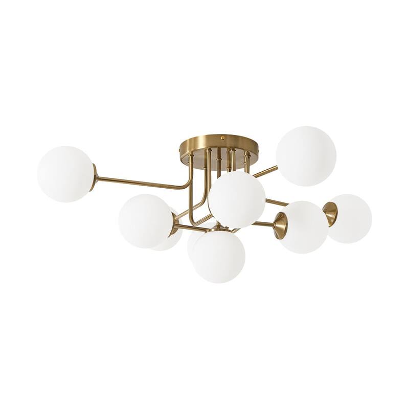 Linear Frosted Glass Globe Sputnik Semi Flush Ceiling Light
