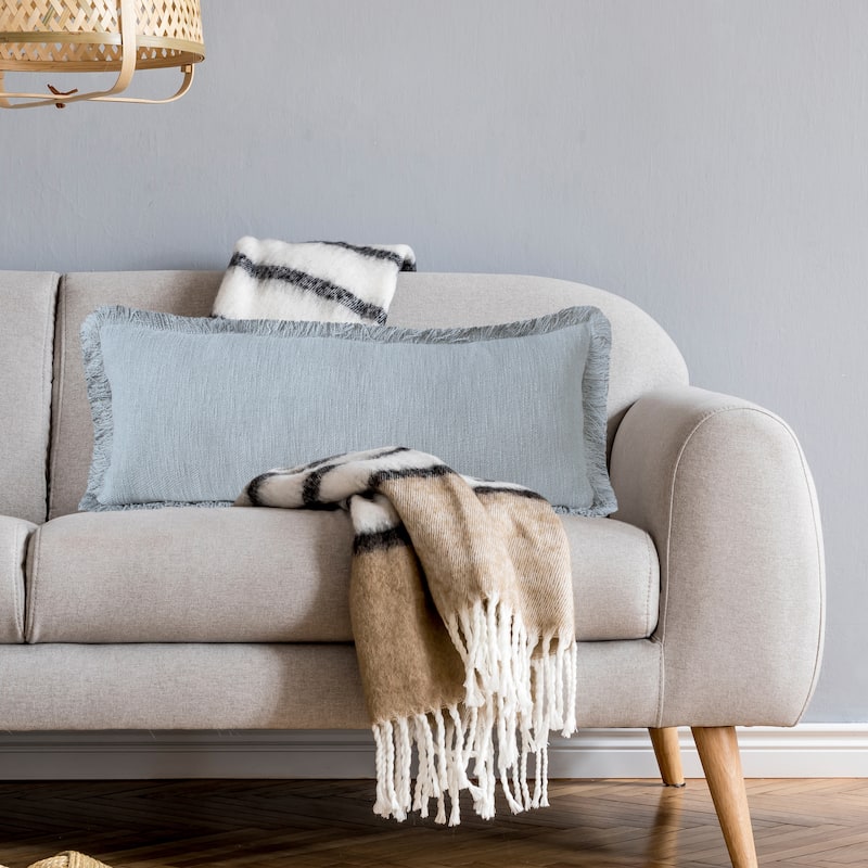 Hidalgo Solid Fringed Throw Pillow by Sevita