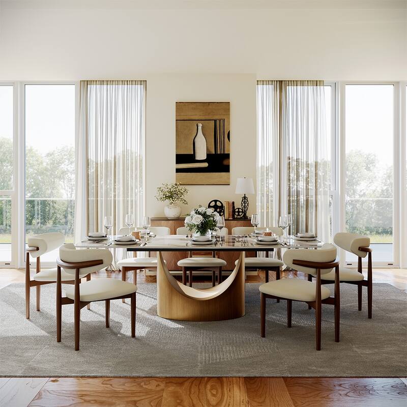 63"-94" Hobart Modern Dining Table with Rectangular Sintered Stone Tabletop and Carbon Steel Leg for 4-10