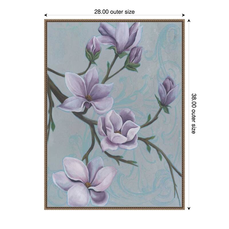 Branches of Magnolia No. 2 by Grace Popp Framed Canvas Wall Art Print - Gold