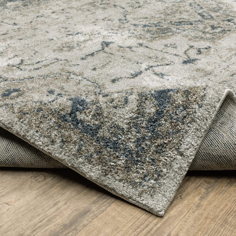 Style Haven Archer Vintage Medallion Gray/ Blue Indoor Area Rug.