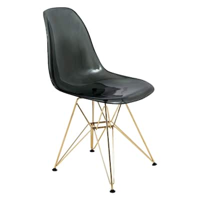 Crescro Acrylic Dining Banquet Side Chair in Gold Stainless Steel Frame for Indoor Outdoor Home Office Living Room & Kitchen