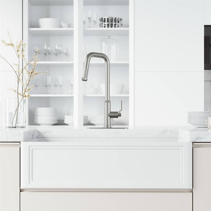 VIGO Hart Angular 18" H Single Handle Pull-Down Kitchen Faucet