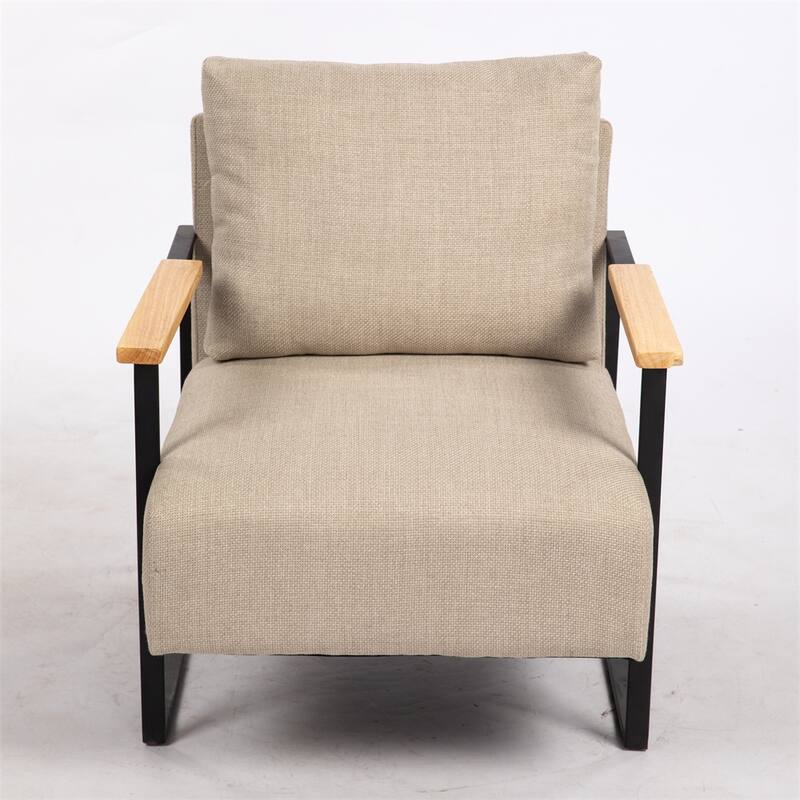 Leather Accent Chair with Metal Frame for Living Room