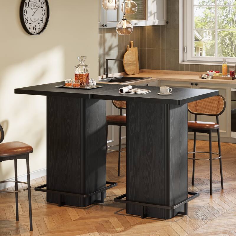 High Wood Bar Table, Bistro Pub Table, Dining Coffee Cocktail Living Room Accent Pub Desk