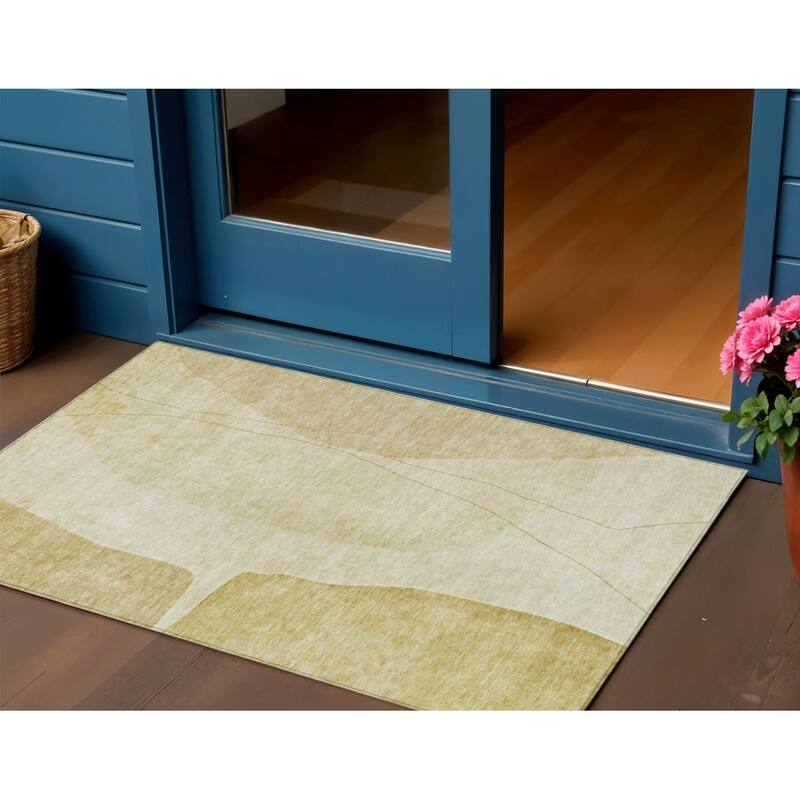 HomeRoots Abstract Transitional Rectangle Outdoor Rug - 3' x 5'