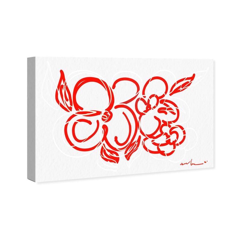 Wynwood Studio Canvas Abstract Zuma Floral Red White and Modern & Contemporary Wall Art Canvas Print