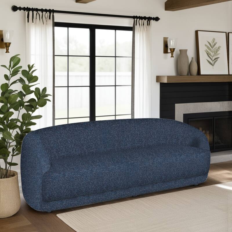 Figueroa 90 in. 3-Seater Sofa with Oval Seat and Slope Arms - Twilight Blue