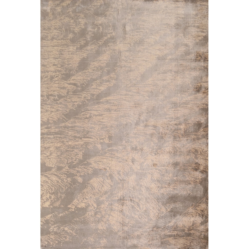 Abstract Indian Area Rug Hand-Knotted Oriental Wool Carpet - 5'8"x 7'10"