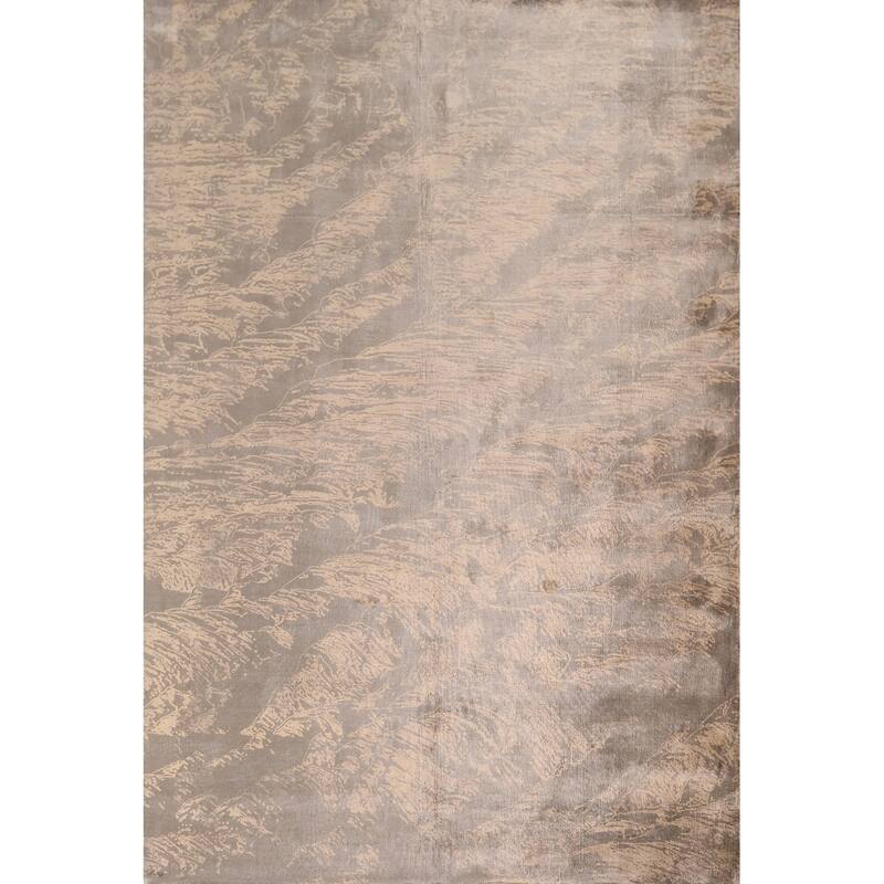 Abstract Indian Area Rug Hand-Knotted Oriental Wool Carpet - 5'8"x 7'10"