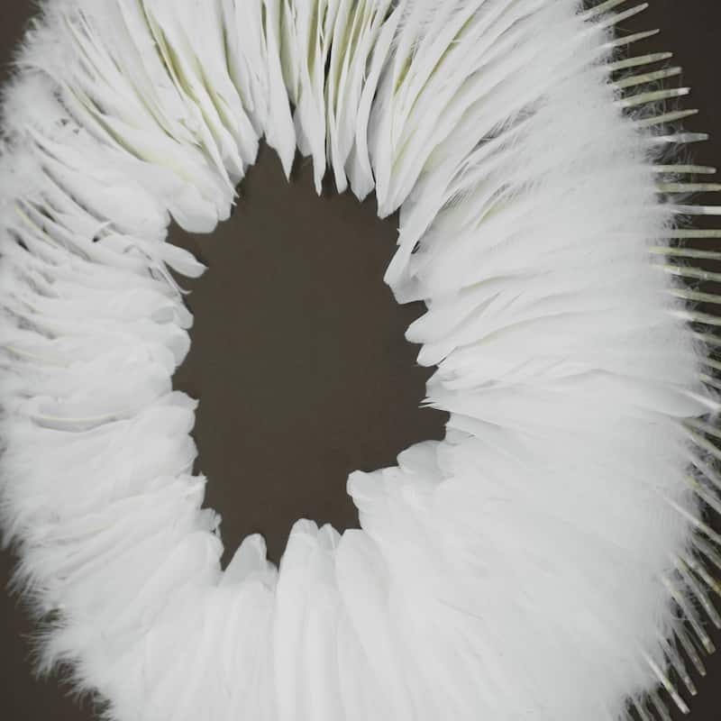 HUJI White Feather Wreath Shadow Box Wall Decor