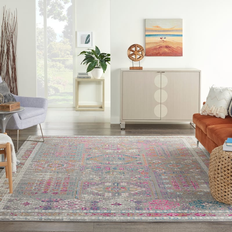 Nourison Passion Vintage Moroccan Medallion Area Rug - 9' x 12' - Grey/Multi