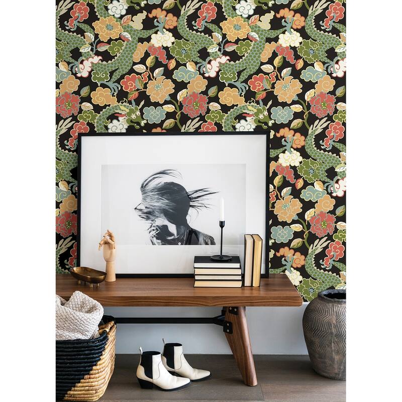 A-Street Prints Yanci Green Dragon Wallpaper
