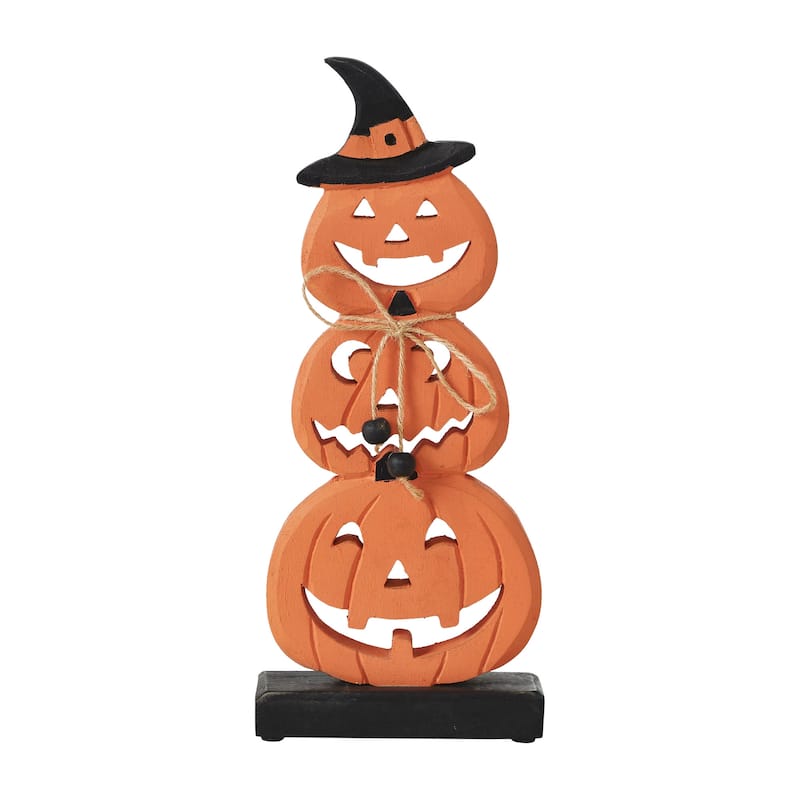 Stacked Wooden Jack-O-Lantern 14.25x6x2 - N/A