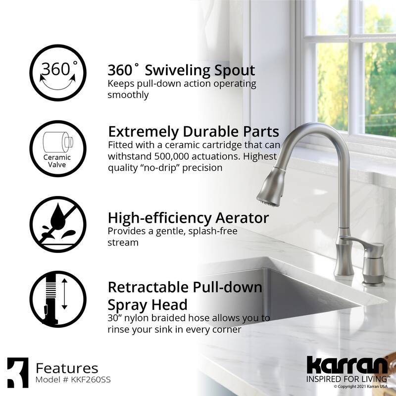 Karran Hillwood Single-Handle Pull-Down Sprayer Kitchen Faucet