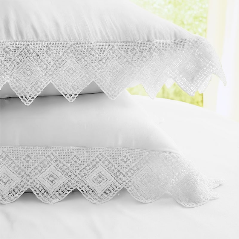 Elsie Lace White 6 Piece Comforter Set