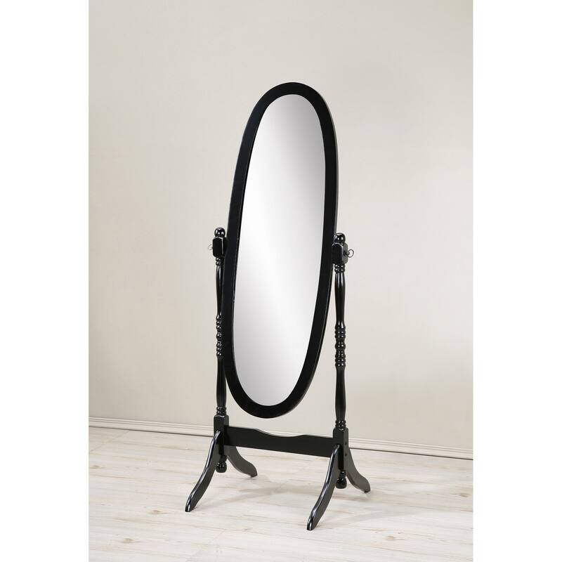 Roundhill Furniture Copper Grove Monks Hood Traditional Wooden Floor Cheval Mirror - Black