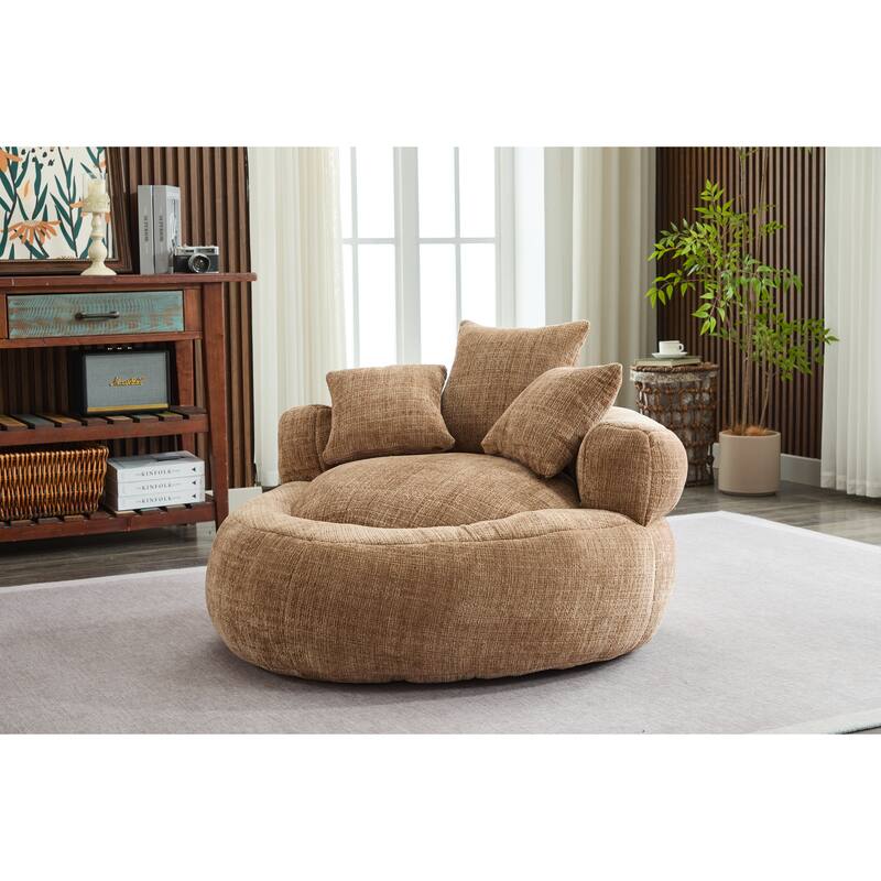 Bean Bag Lazy Sofa with Ultra Soft Chenille Cover,Round Bean Bag,Indoor & Outdoor