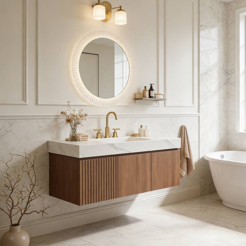 Floating Storage Bathroom Vanity with 3 Pre-drilled Faucet Holes