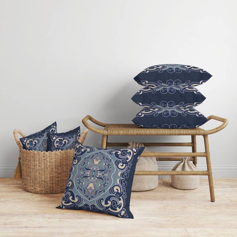 Soft Square Escape Faux Suede Reversible Throw Pillow Blue and Green
