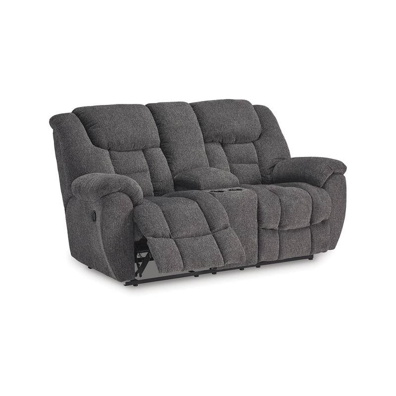 Dane Manual Double Reclining Loveseat, Rich Gray Polyester, 76 Inch