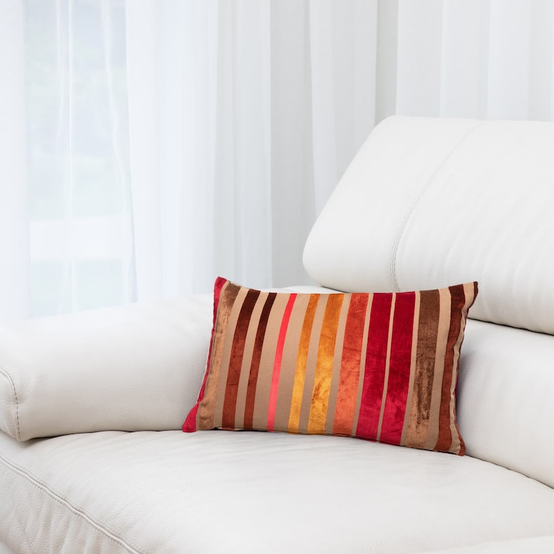 Gouchee Home Velvet Stripe Long Cushion 12 in. x 20 In. Throw Pillow