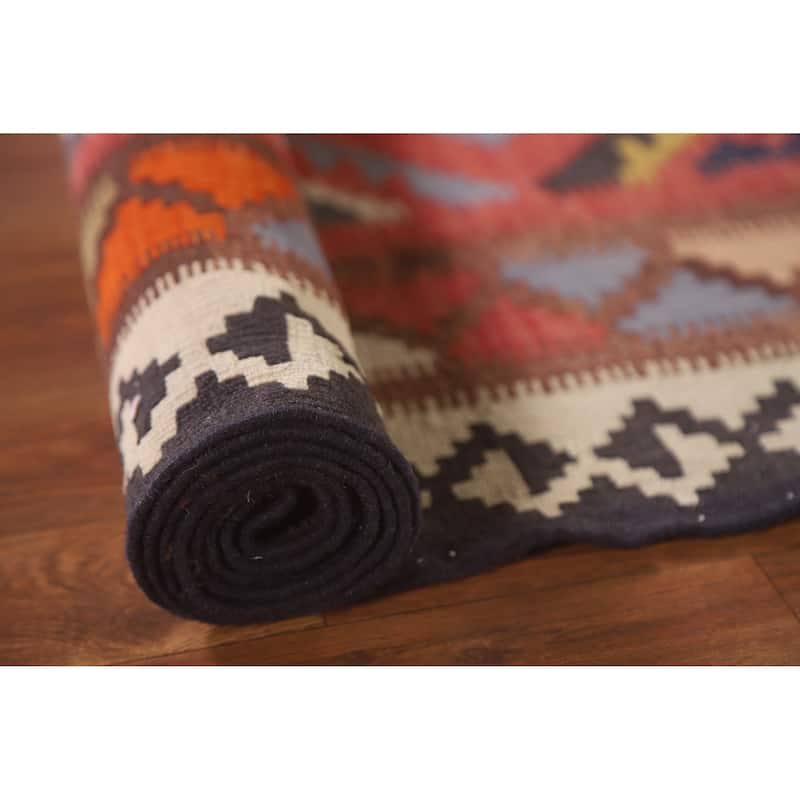 Kilim Qashqai Persian Antique Area Rug Hand-Woven Wool Carpet - 4'7"x 9'1"