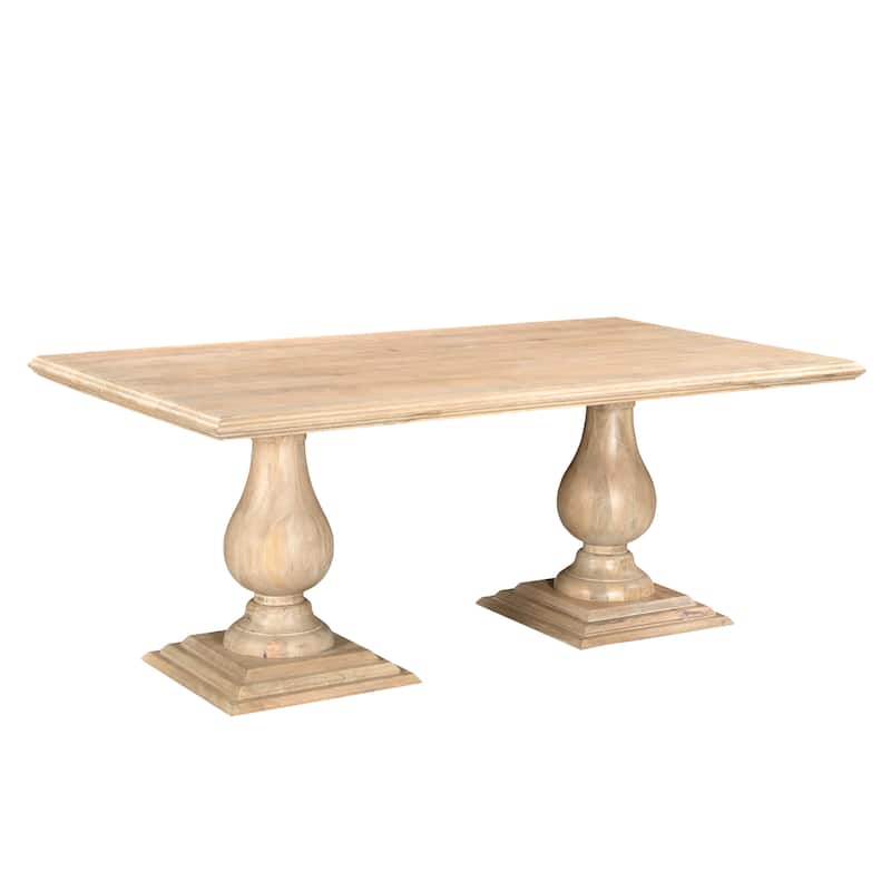 Willow Solid Wood Double Pedestal Dining Table - 75" W - Beige
