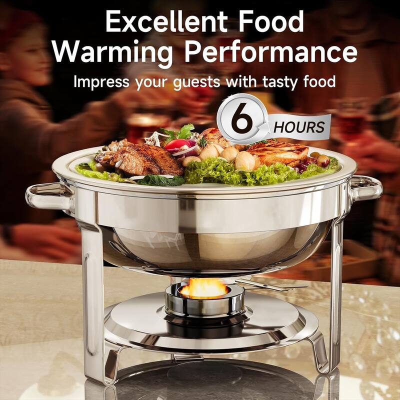 4 Pack 5QT Chafing Dishes For Buffet, Round Stainless Steel Chafing Dish Set For Home Parties, Christmas Gatherings