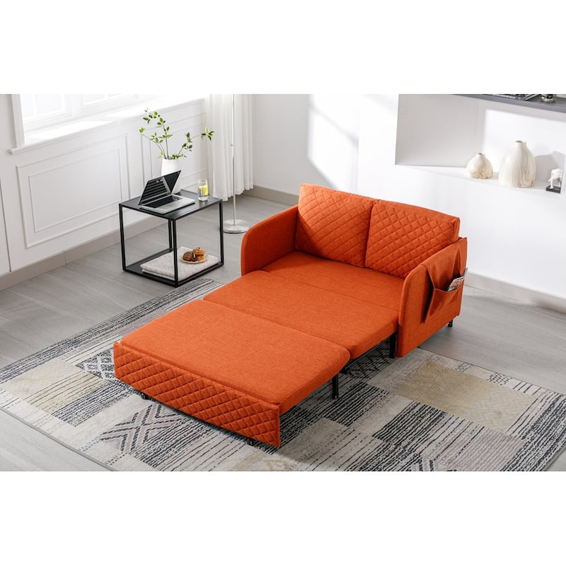 Modern Velvet Loveseat Couch with Pull Out Bed