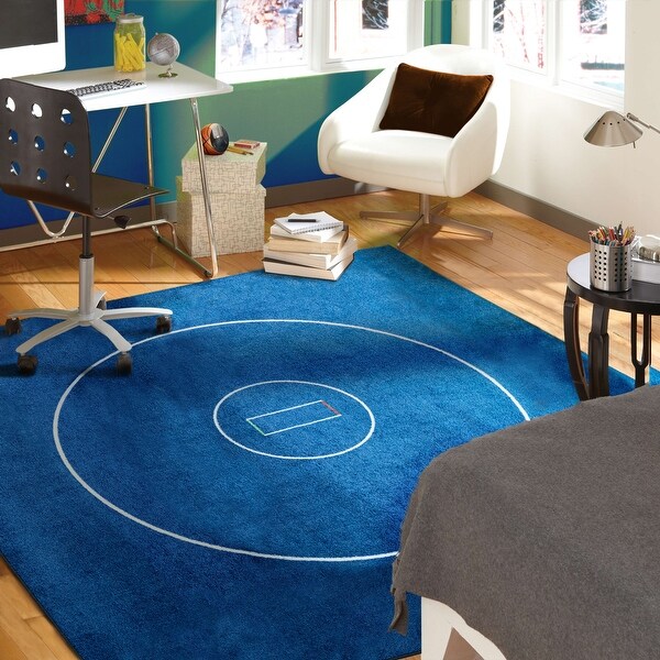 Mohawk Wrestling Sport Royal Blue Area Rug for Kids Room - Bed