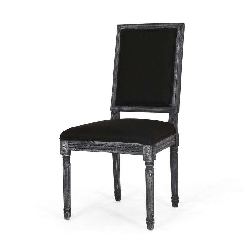Country Dining Chairs Set of 2, Living Room Dining Chairs with Rectangle Rattan Back, Solid Wood Legs, French Bistro Chairs